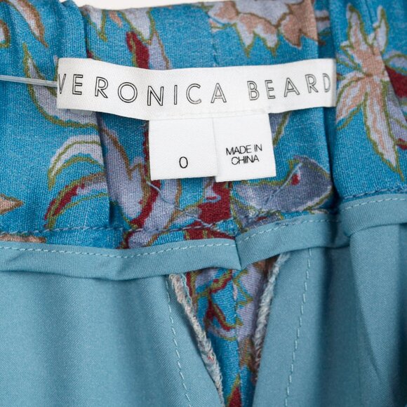 Veronica Beard Blue Pomeline Floral-Print Crepe de Chine Pants - Picture 10 of 12